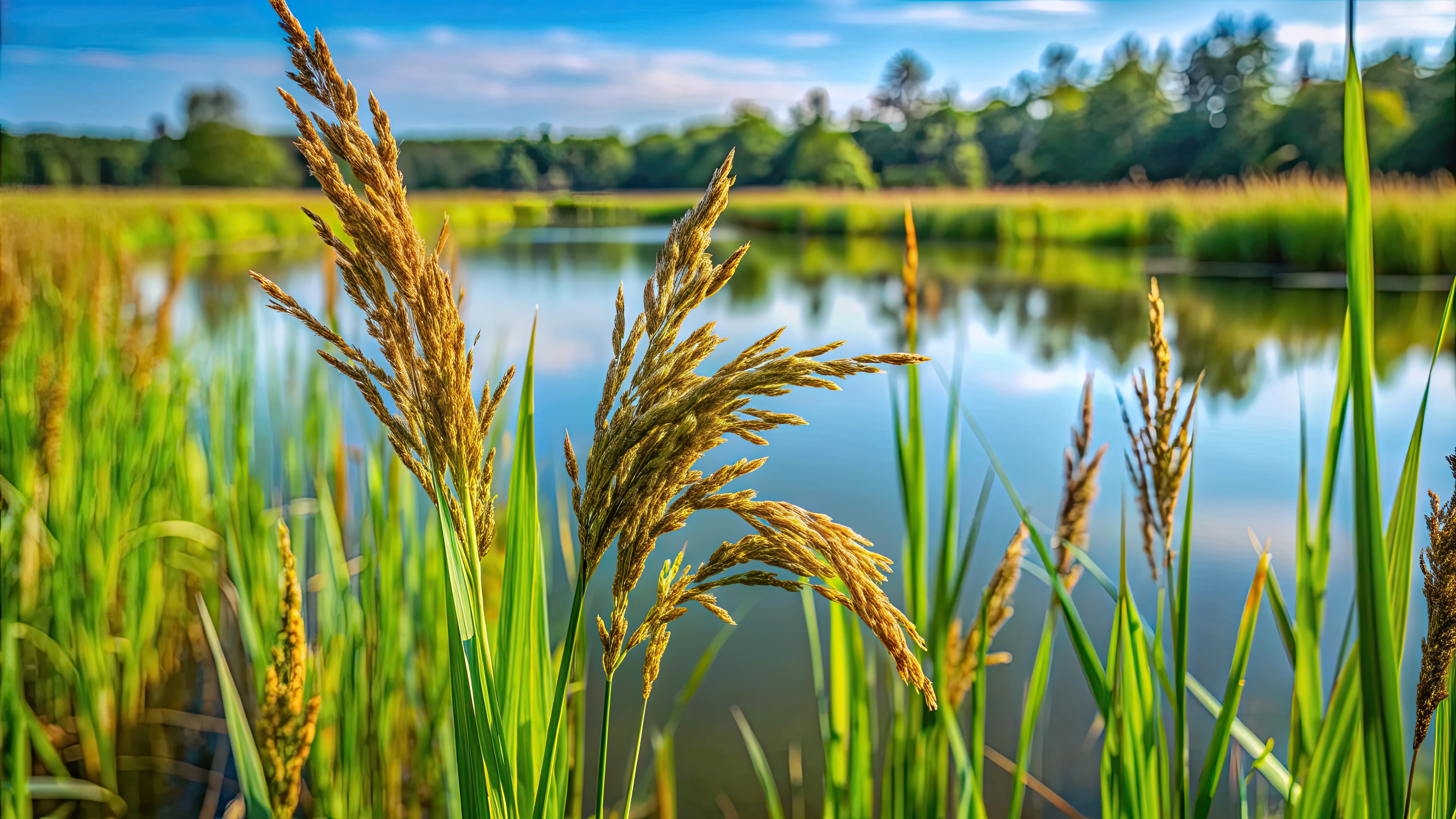 Northern wild rice growing in Northern Midwest wetlands. Wild rice is an essential spiritual, economic, and material resource for Northern Midwest Native Americans. (Adobe Stock Standard License)